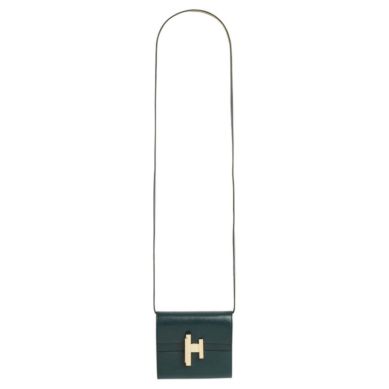 Hermès 2018 Cinhetic Pochette Sac Dark Green Leather Bag Clutch Hermes