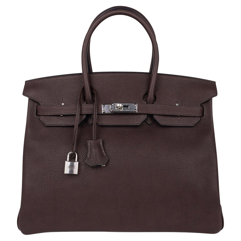 Hermes Birkin 35 Ebene Barenia Faubourg Bag Palladium Hardware Limited Edition