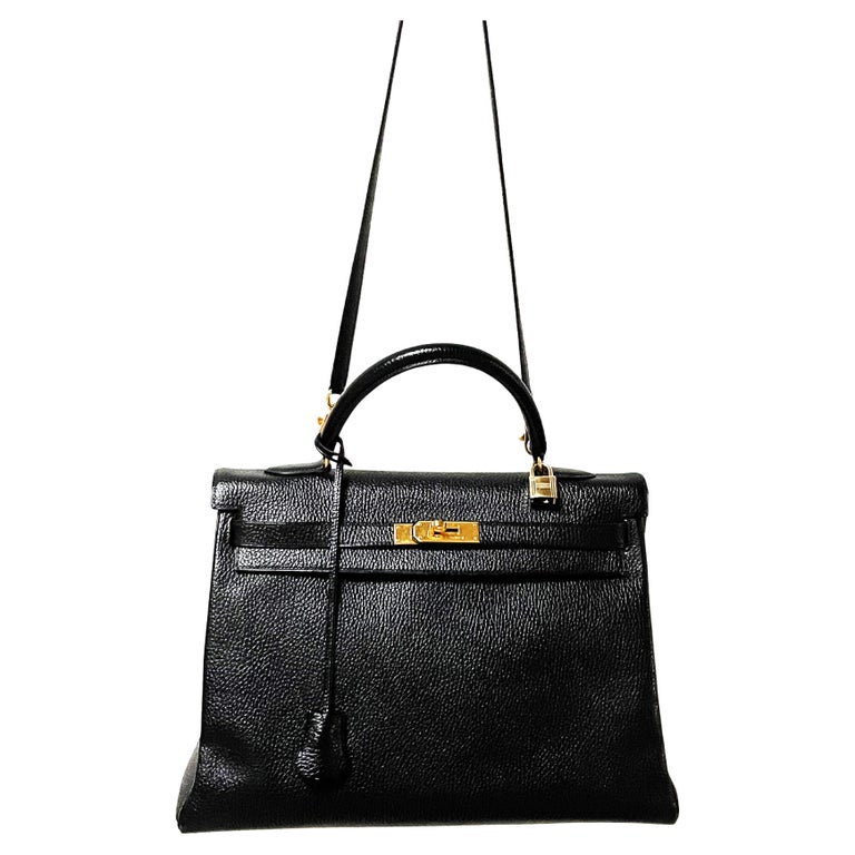 HERMÉS KELLY BAG 2 WAY 35 cm CHEVRE LEATHER,  black, collection B - 1998