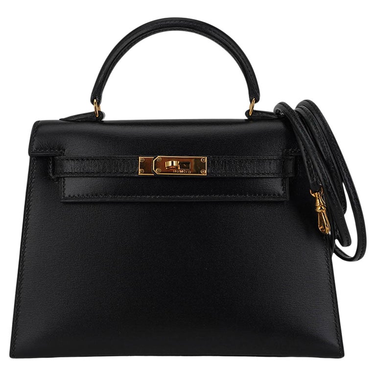 Hermes Kelly 15 Micro Bag Sellier Black Box Leather Gold Hardware