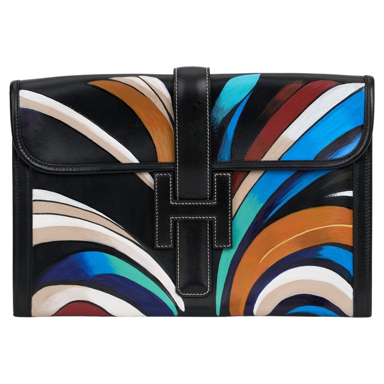 Hermès Hand Painted Jige Elan Clutch