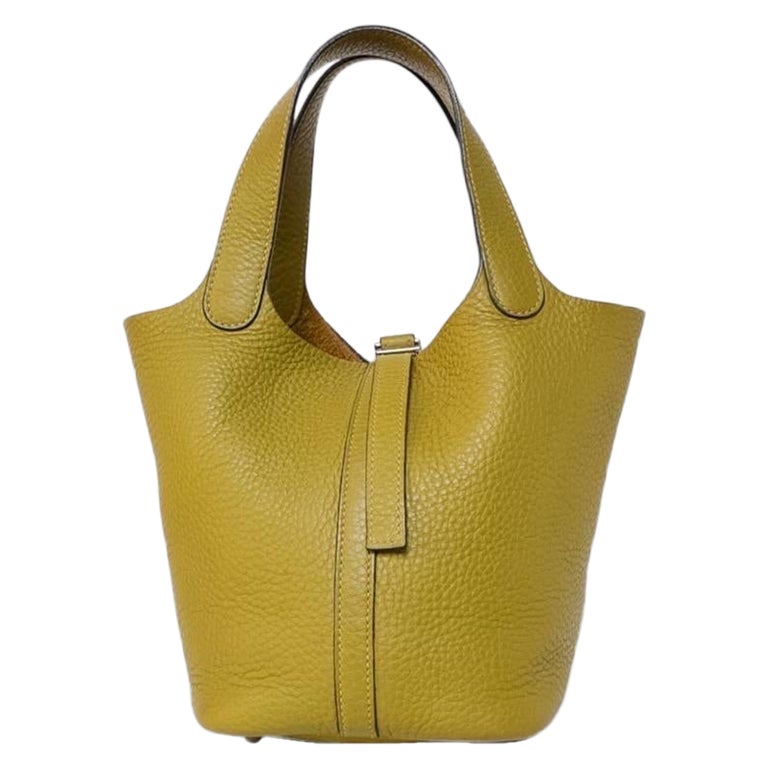 Borsa a Mano Hermès Picotin 18 Clemence Vert Anis