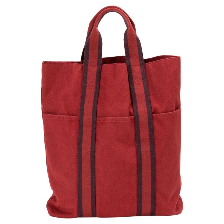 Hermes Red Cotton Toto Long Tote Bag
