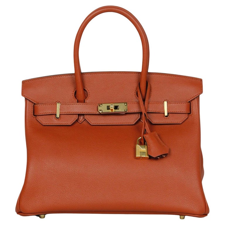 Hermes Cuivre Novillo Leather 30cm Birkin Bag with Goldtone Hardware