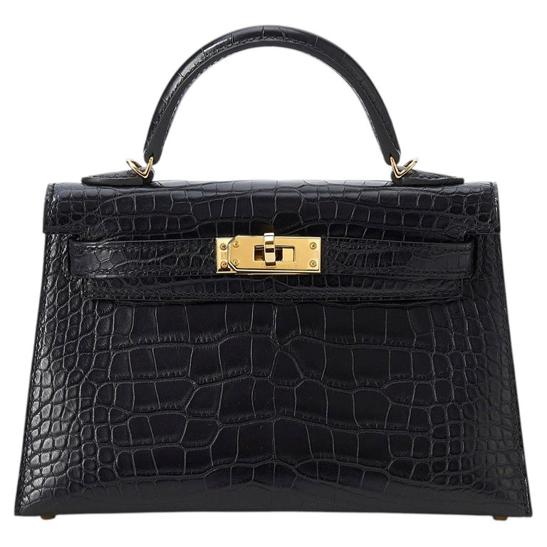 Hermès Kelly 20 Mini Noir/Black Alligator Matte Gold Hardware