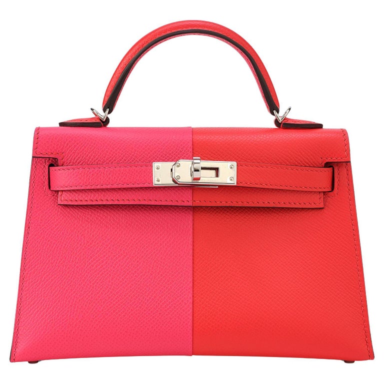 Hermès Kelly 20 Mini Sellier Tri-Color Rouge De Coeur Palladium Hardware