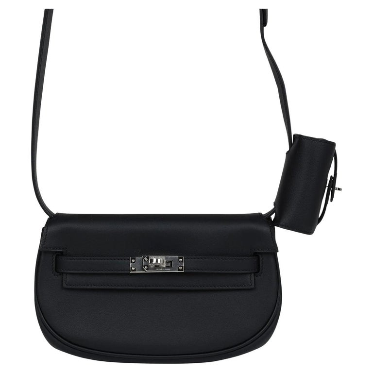 Hermes Kelly Moove Black Swift Calfskin Leather Palladium Hardware Handbag