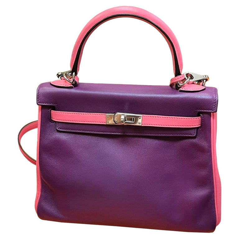 Hermes Kelly 25 Bubblegum Purple Two-Tone Swift Leather Palladium Hardware