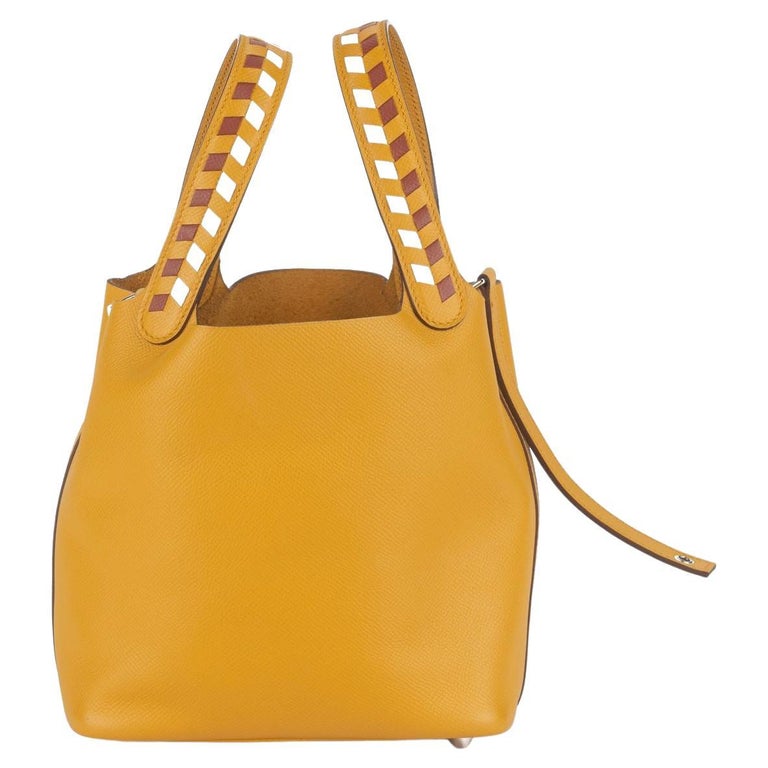Hermès Tressage De Cuir Picotin Jaune