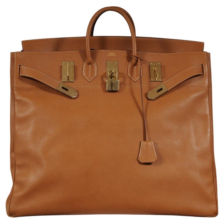 Hermes 1980's Haut à Courroies Hac 55 Birkin Veau Courchevel Travel Duffle Bag