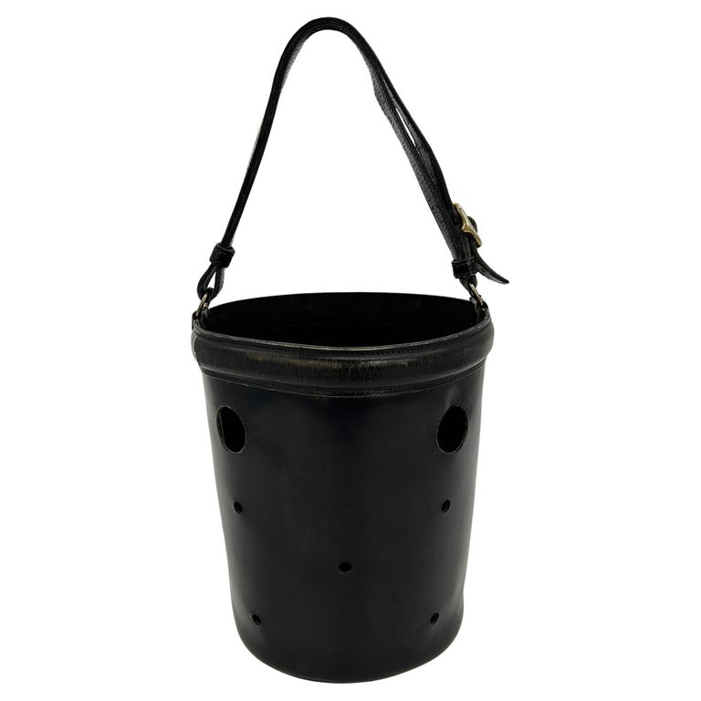Hermes Vintage Black Box Calf Leather Mangeoire Bucket Bag