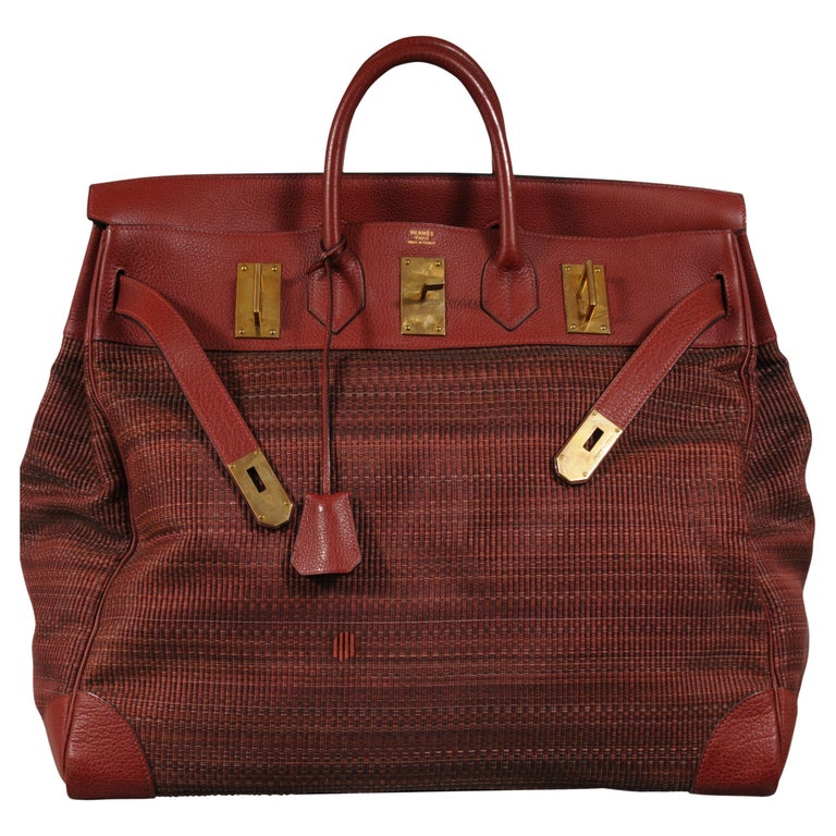 Haute A Courroies Hac 50 Red Rouge H Crinoline Buffalo  Duffle Travel Bag Vtg