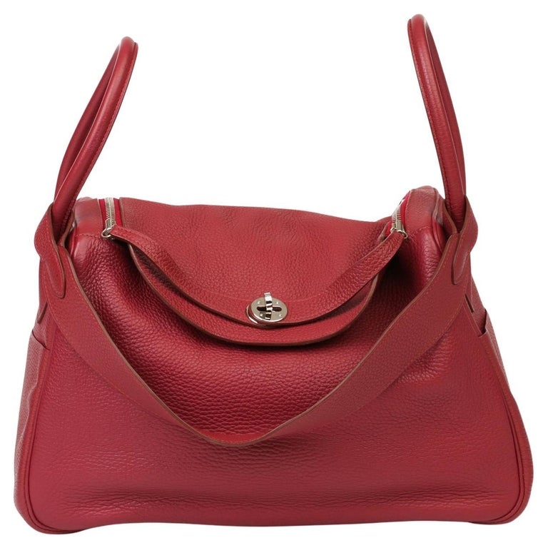 Hermès 2015 Rubis Clemence Leather Lindy 34cm Shoulder Bag