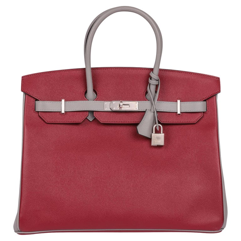 Hermès 2017 Rouge Grenat & Gris Mouette Epsom HSS Special Order Birkin 35cm