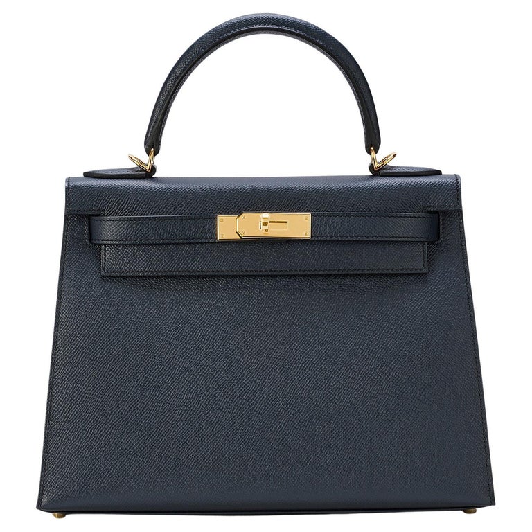 Hermès Kelly Sellier 28 Bleu Indigo Epsom Gold Hardware