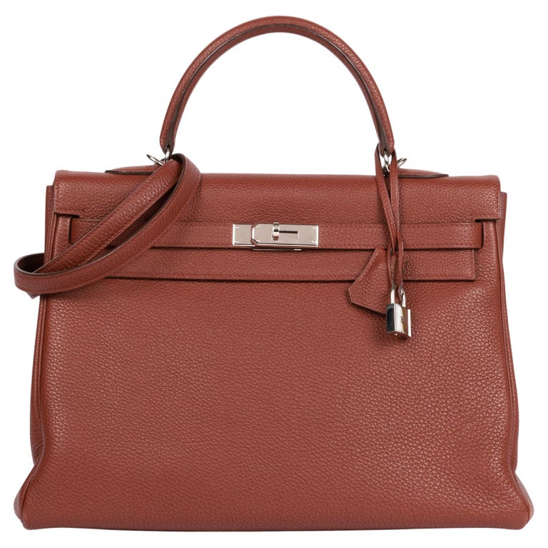 Hermès 2009 Sienne Clemence Leather Kelly 35cm Retourne Top Handle Bag
