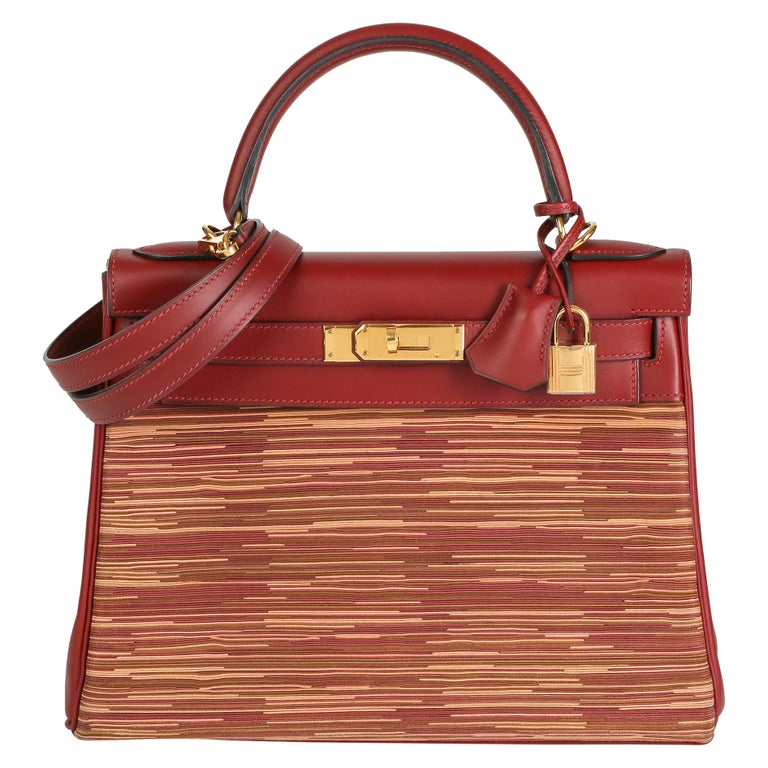 Hermès Rouge H Box Calf Leather Vibrato Kelly 28cm Retourne