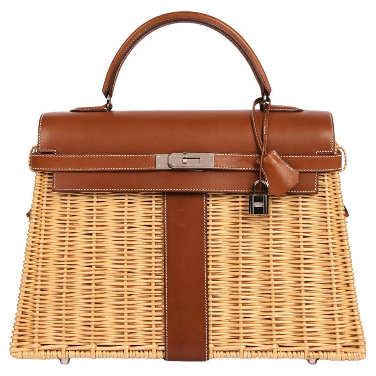 Hermès 2011 Barenia Leather Wicker Kelly 35cm Picnic Top Handle Bag