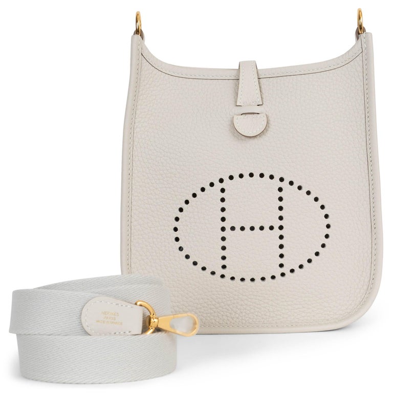 HERMES Craie cream Clemence leather EVELYNE 16 TPM Crossbody Bag Ghw