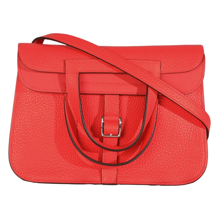 Hermès Rose Texas Clemence Halzan 25 PHW