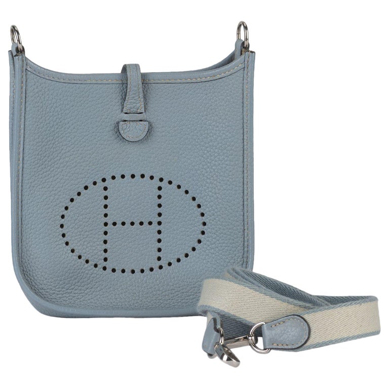 Hermès Blue Lin Mini Evelyne Cross Bag