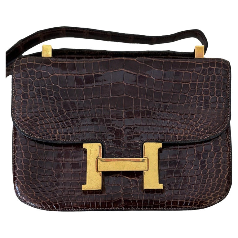 RARE Hermes Brown Alligator Constance Bag