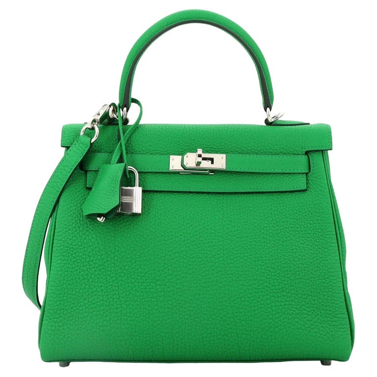 Hermes Kelly 25 Bamboo Togo Leather with Palladium Hardware Handbag