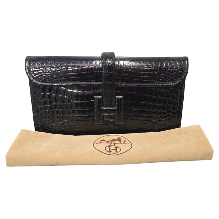 Hermès Vintage Shiny Niloticus Crocodile Jige Elan 29 Clutch