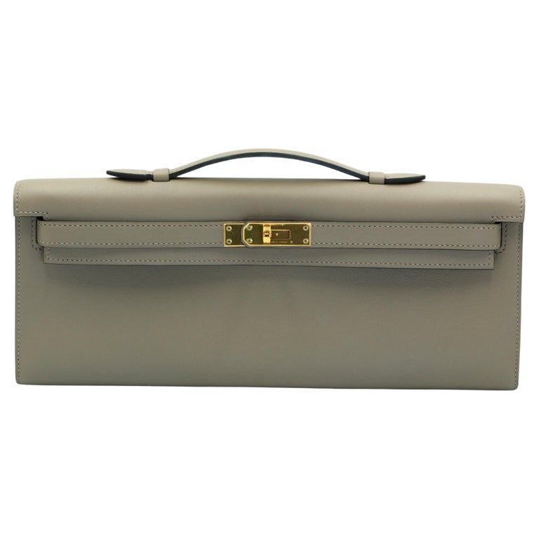 Hermes Kelly Cut Gris Asphalt Swift with Gold Hardware
