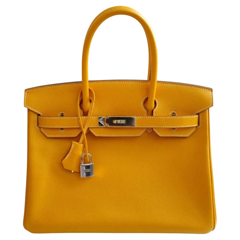 Hermès Birkin 30 Jaune d'Or Epsom Leather Candy Edition Orange Inside & Gold HW