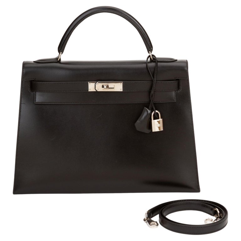 Hermès Kelly 32 Sellier Box Calf Black Palladium Hardware