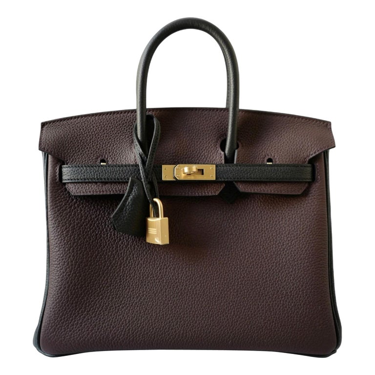 Hermès Birkin 25 HSS Rouge Sellier Noir Black Togo Leather Gold HW Stamp K