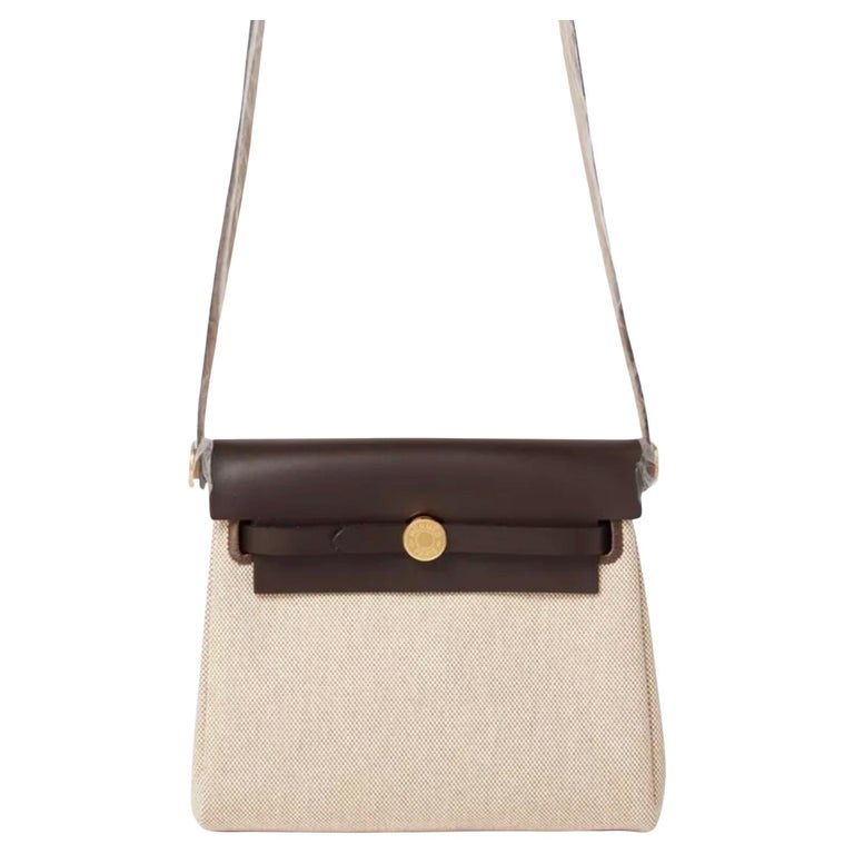 Hermes Mini Herbag 20 in Ecru Ebene handbag