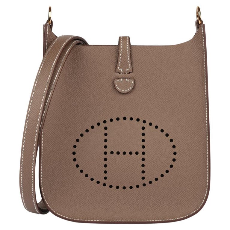 Hermès 2025 Etoupe Epsom Leather Evelyne TPM Sellier Crossbody Bag