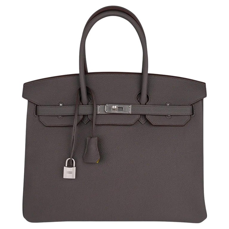 Hermes Birkin 35 Bag Etain Veau Togo Leather with Palladium Hardware Handbag