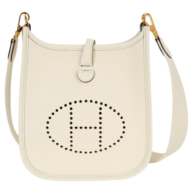 HERMES Cream Clemence leather EVELYNE 16 TPM Crossbody Bag