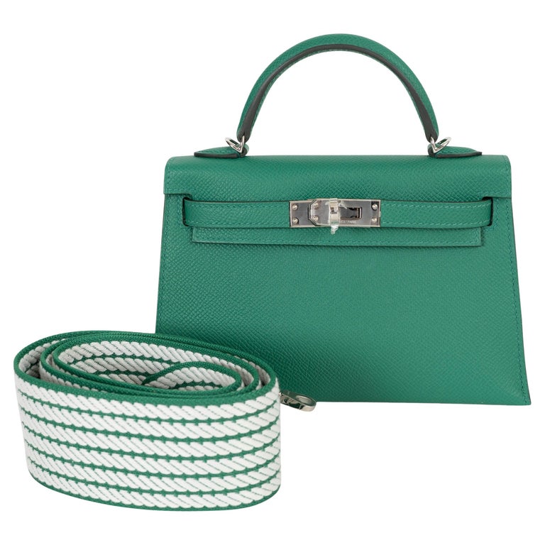 HERMES Vertigo Epsom leather MINI KELLY SELLIER Bag CORDAGE 50 Strap