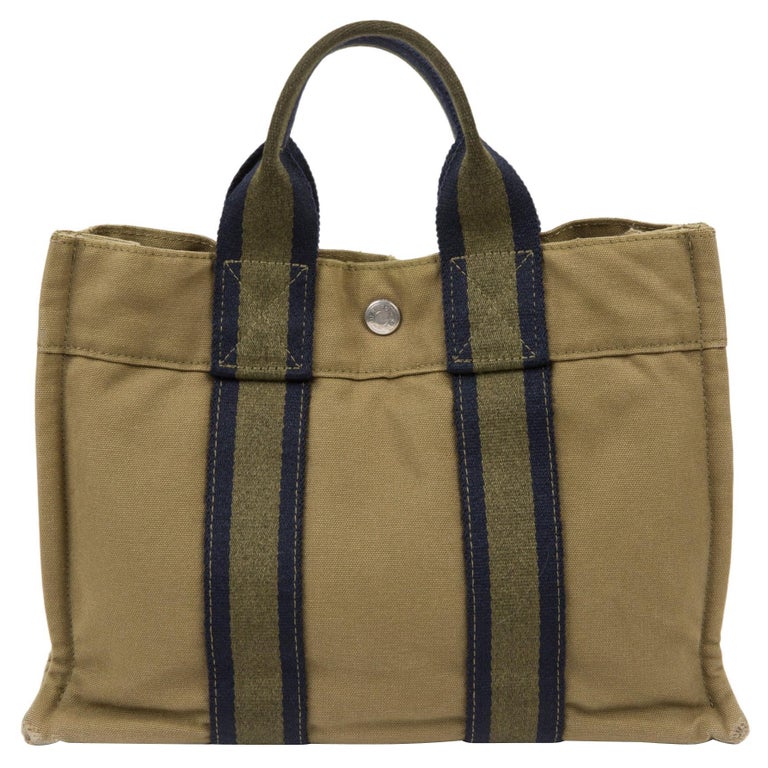 Hermes Khaki Cotton Toto PM Tote Bag