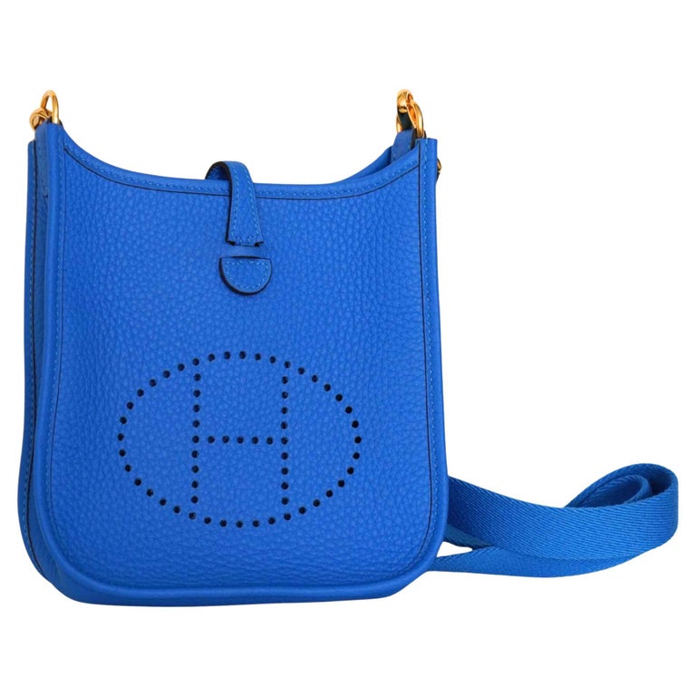Hermès Evelyne Bleu De France Leather Crossbody Bag