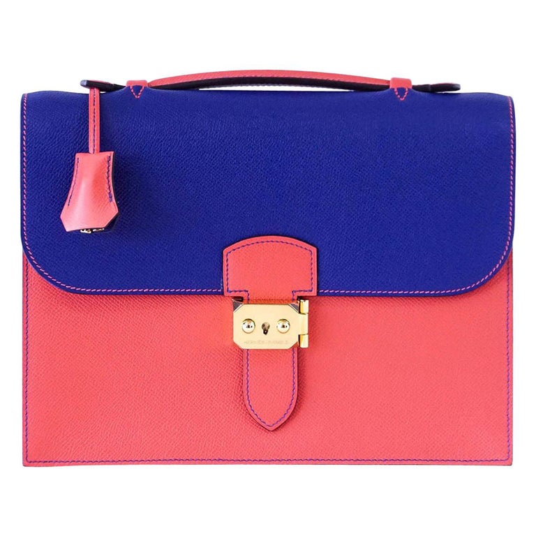Hermes Sac A Depeche HSS 27 Bag Limited Edition Electric Blue Rose Jaipur Epsom