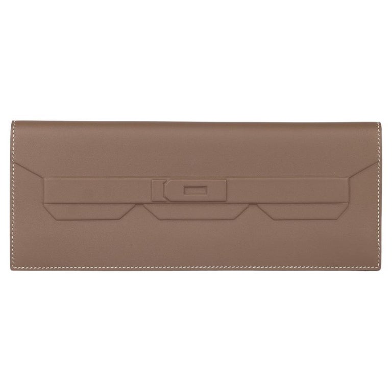 Hermès Etoupe Swift Leather Shadow Birkin Cut Clutch
