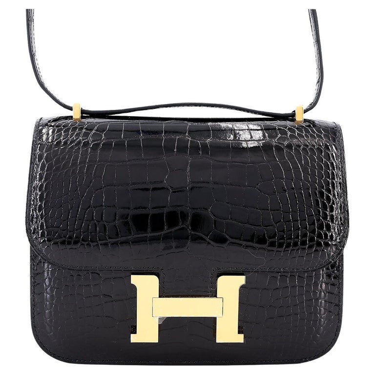 Hermès Constance Mini Black Alligator Leather With Gold hardware Handbag
