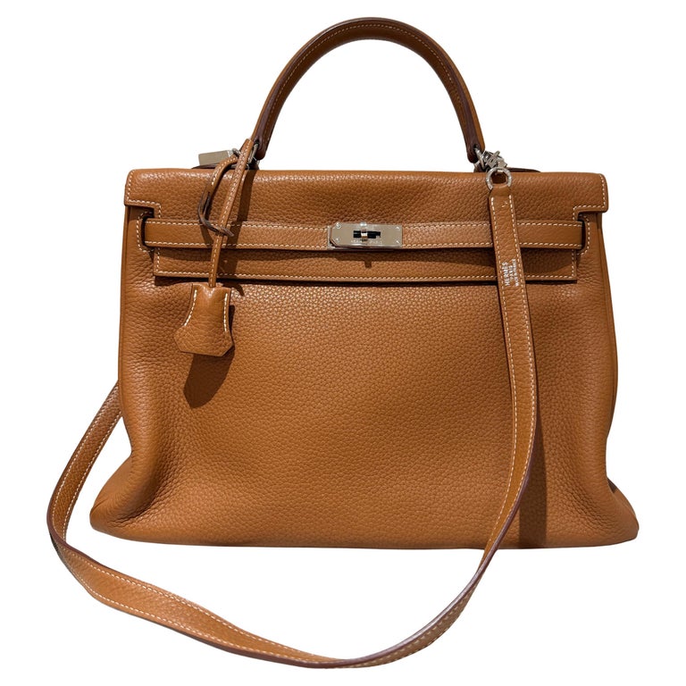 Hermes Kelly 35 Gold togo with palladium hardware bag