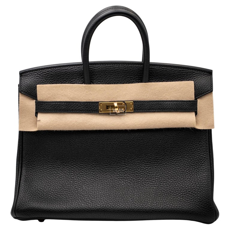 New Hermes Kelly Birkin 25 Togo Black Gold Hardware
