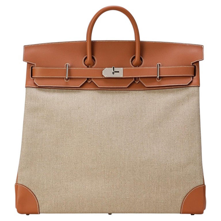 Hermès Birkin HAC 50 Gold Veau Evecolor Toile Palladium Hardware
