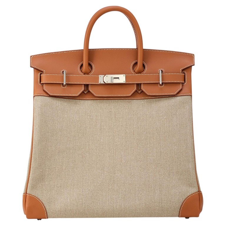Hermès Birkin HAC 40 Gold Veau Evercolor Toile Palladium Hardware