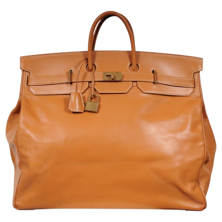 Hermes Vintage 1980s Haut a Courroies Hac 55 Naturel Vache Hunter Gold Hardware