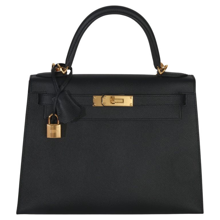 Hermès Black Epsom Kelly Sellier 28 GHW