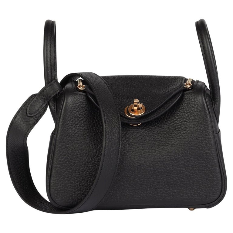 Hermès Black Clemence Leather Mini Lindy 20 Shoulder Bag, 2026