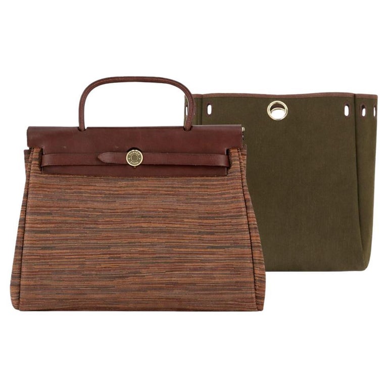 Hermès Herbag 2-in-1 Vibrato Leather & Canvas Bag with Vache Hunter Leather Top